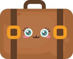 Cute suitcase, illustration, vector on white background