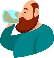 Man drinking beer, illustration, vector on white background.