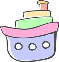 Multicolor boat, illustration, vector on white background.