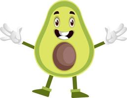 Avocado is smiling, illustration, vector on white background.