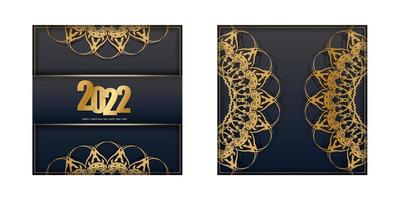 Flyer 2022 merry christmas black with luxury gold pattern vector