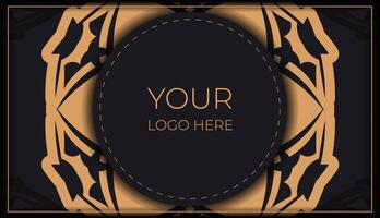 Greeting card in dark color with orange greek pattern vector