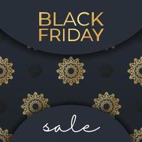 Poster Black Friday Dark blue with geometric gold pattern vector