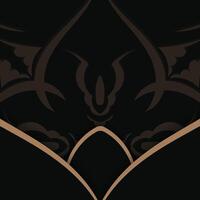 Greeting Brochure in black with vintage brown pattern prepared for typography. vector