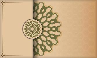 Print-ready postcard design with Greek patterns. Beige banner with luxurious ornaments and place for your text. vector