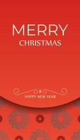 Brochure Merry Christmas Red with vintage burgundy pattern vector