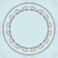 Aquamarine card with mandala coral pattern for your congratulations. vector