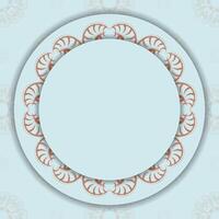 Aquamarine card with mandala coral pattern for your congratulations. vector