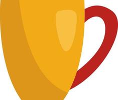 Yellow mug with red handle, illustration, vector, on a white background. vector