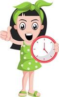 Girl with clock, illustration, vector on white background.