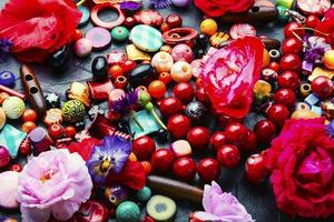 Assorted colored beads for jewelry photo
