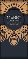 Merry Christmas Print ready gray card design with orange winter patterns. Happy new year poster template and abstract ornament. vector