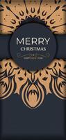 Merry Christmas Print ready gray card design with orange winter patterns. Happy new year poster template and abstract ornament. vector