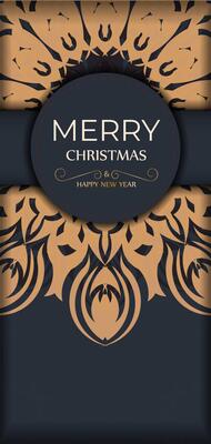 Merry Christmas Print ready gray card design with orange winter patterns. Happy new year poster template and abstract ornament.