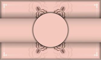 A pink background with a round frame and ornate design vector