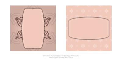 Pink brochure with mandala pattern for your congratulations. vector
