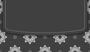 Baner of black color with greek white pattern for design under your text vector
