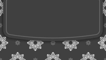 Baner of black color with greek white pattern for design under your text vector