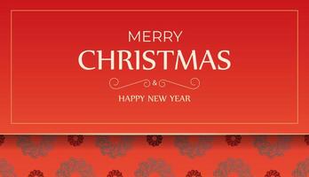 Brochure Merry Christmas and Happy New Year Red color with vintage burgundy pattern vector