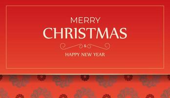 Brochure Merry Christmas and Happy New Year Red color with vintage burgundy pattern vector