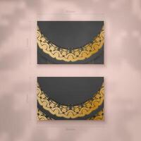 Presentable business card in black with abstract gold ornaments for your personality. vector