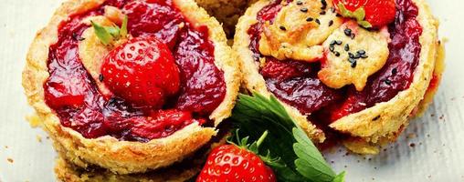 Summer biscuit with strawberries photo