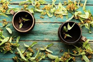 Healing tea from linden inflorescences photo