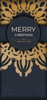 A black and gold christmas card with a gold pattern vector