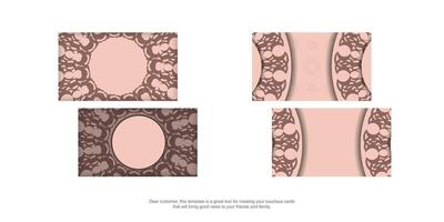 Postcard in pink with a luxurious pattern for your brand. vector