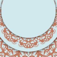 Aquamarine color card with Indian coral pattern for your design. vector