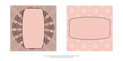 Pink Indian pattern greeting flyer prepared for typography. vector