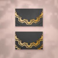 Business card template in black with vintage gold ornaments for your personality. vector