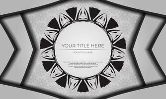 White template with ornaments and place for your logo. Postcard design with Greek patterns. vector