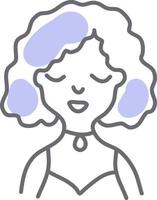 Woman with curly purple hair, illustration, vector on a white background.