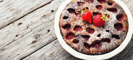 Baked strawberry tart pie,space for text photo