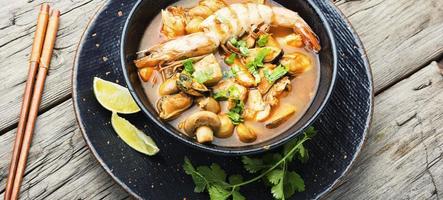 Thai tom yum soup with shrimp photo
