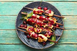 Chicken breast kebab with berry marinade photo