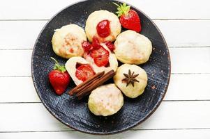 Stuffed strawberry dumplings,czech food photo