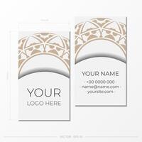 A set of white business cards with an ornament. Print-ready business card design with space for your text and abstract patterns. vector