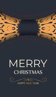 Christmas card with a bottle of champagne on a black background vector