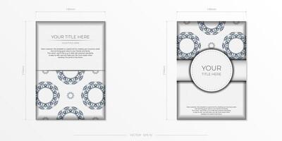 Vector Preparation of invitation card with place for your text and abstract ornament. Luxurious Ready-to-Print Postcard Design in White with Patterns.