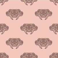 Seamless pink pattern with snake heads. vector