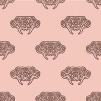 Seamless pink pattern with snake heads. vector