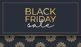 Poster for black friday dark blue with an old gold pattern vector