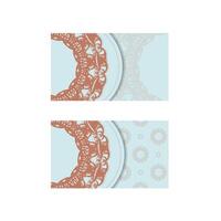 Business card in aquamarine color with a luxurious coral pattern for your contacts. vector