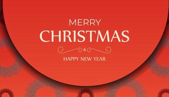 Merry Christmas and Happy New Year Flyer Template Red color with luxury burgundy pattern vector