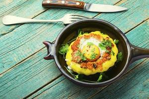 Baked stuffed squash or patisson photo