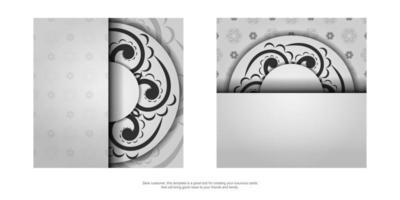White greeting card with black luxury ornament vector