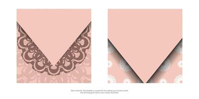 Congratulatory Brochure in pink color with vintage ornaments for your design. vector