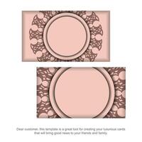 Greeting leaflet pink with Greek ornaments for your design. vector